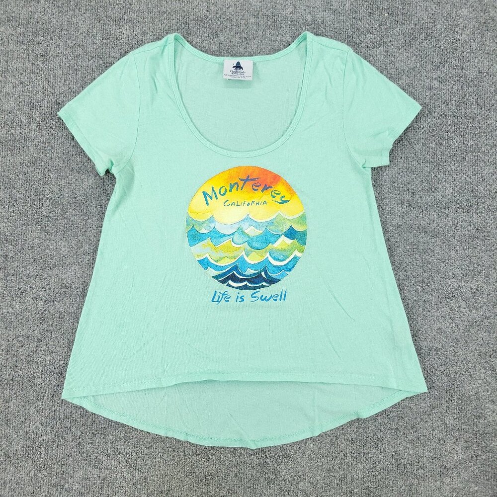 Monterey California Shirt Women's Small Green Life Is Well Graphic Short Sleeve - Picture 1 of 13